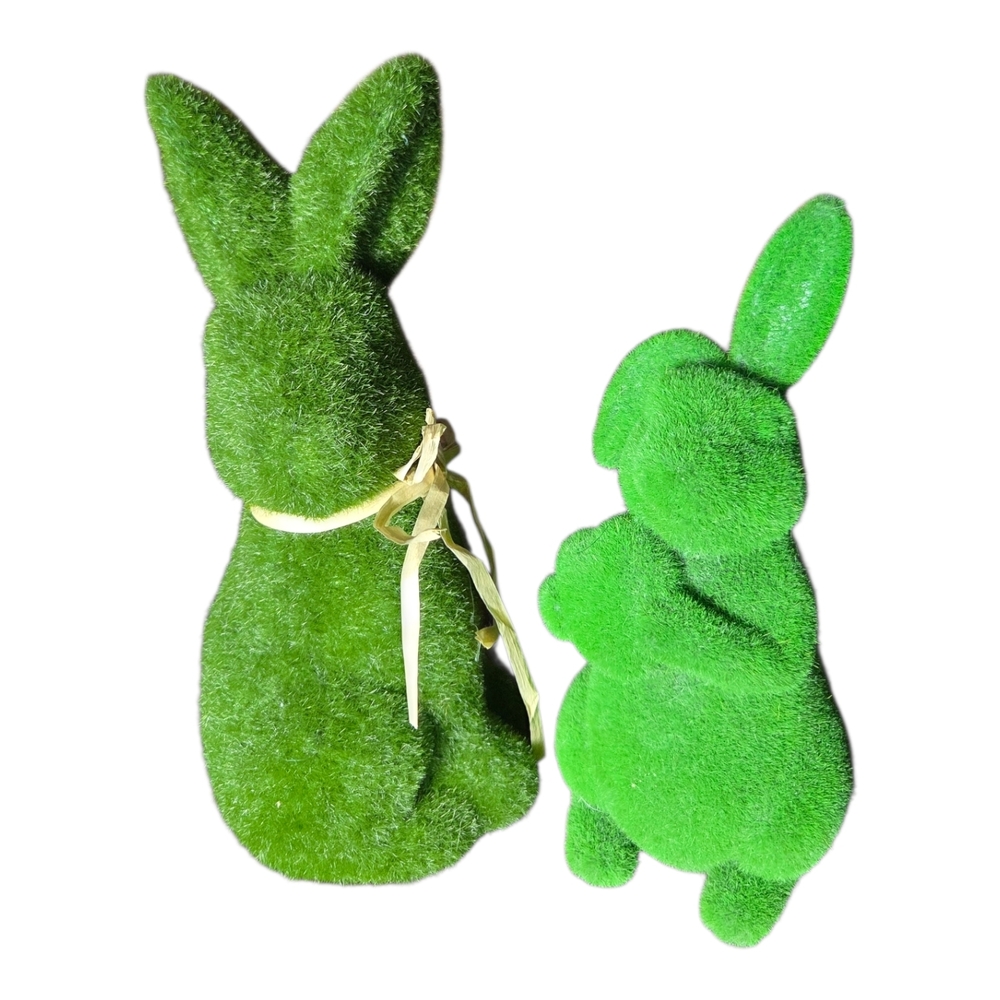 Green Bunny Figurines - Set of 2